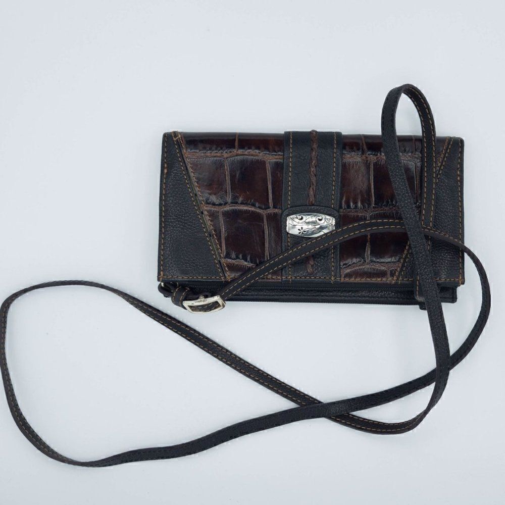 Brighton Crossbody Wallet/Organizer (Brown and Black)